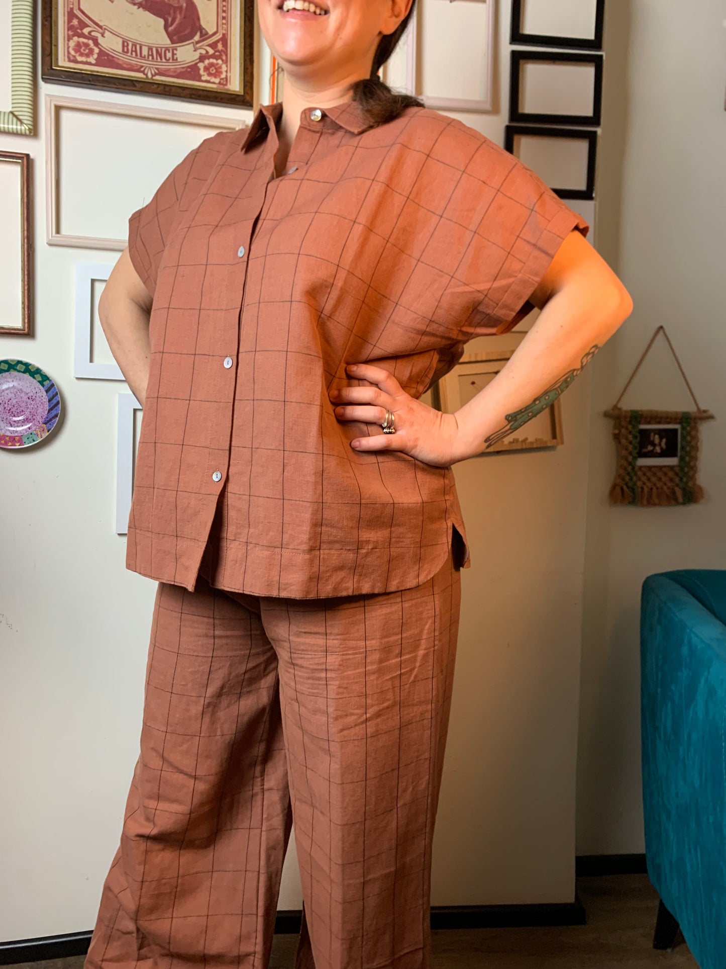 Camicia scacco grande tabacco