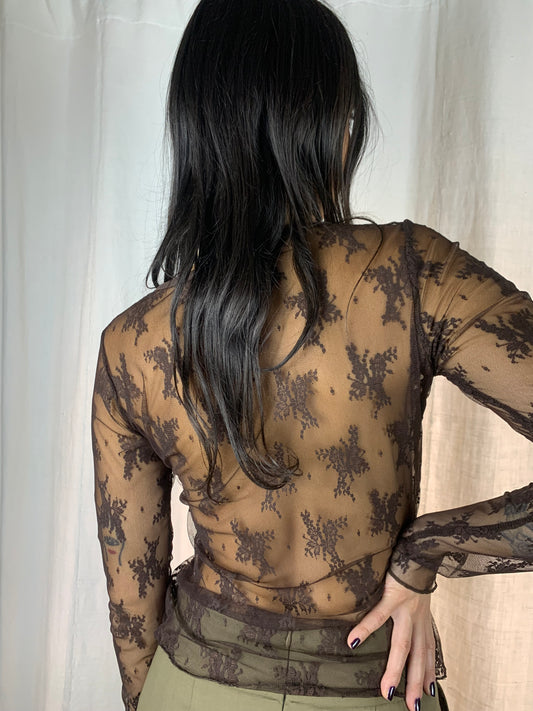 camicetta second skin pizzo cioccolato