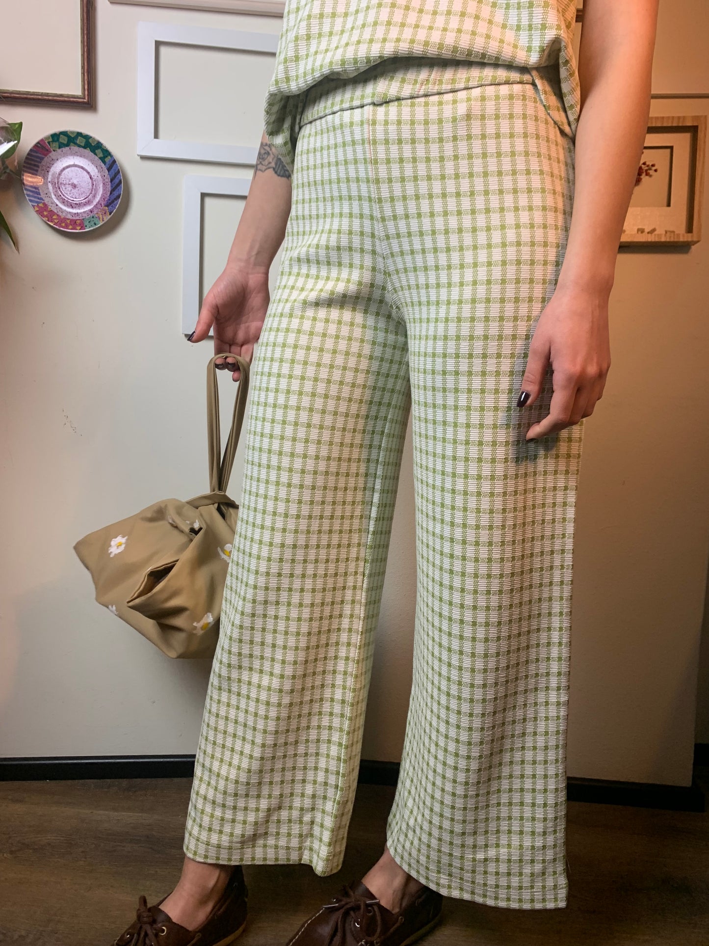 Pantalone vichy verde