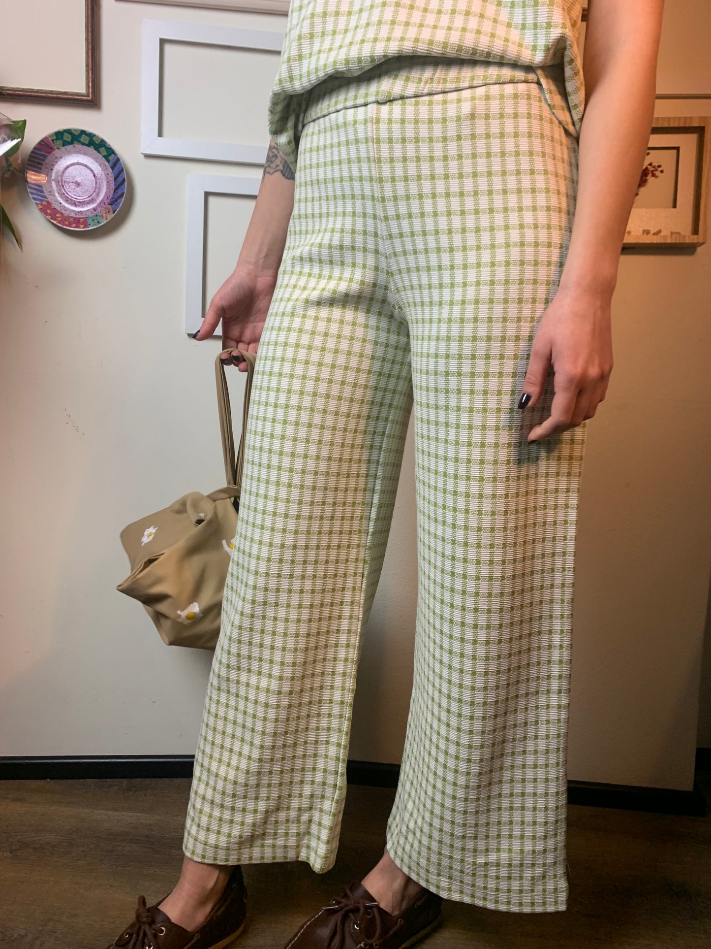 Pantalone vichy verde