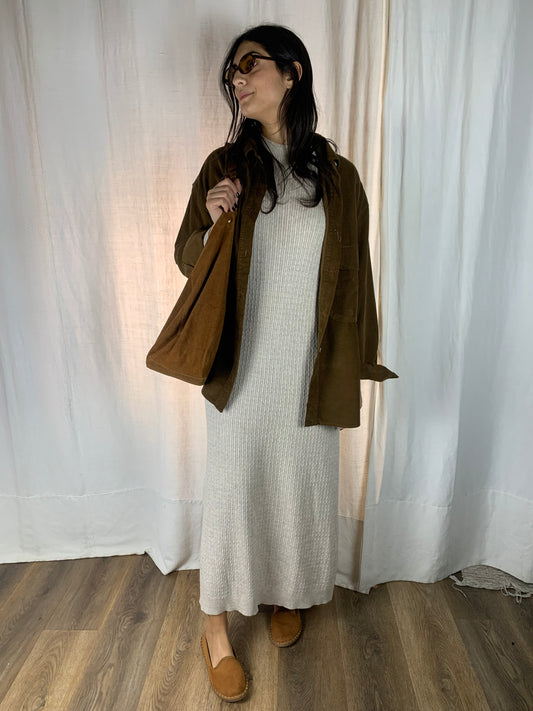 Camicia in velluto a costine caffè