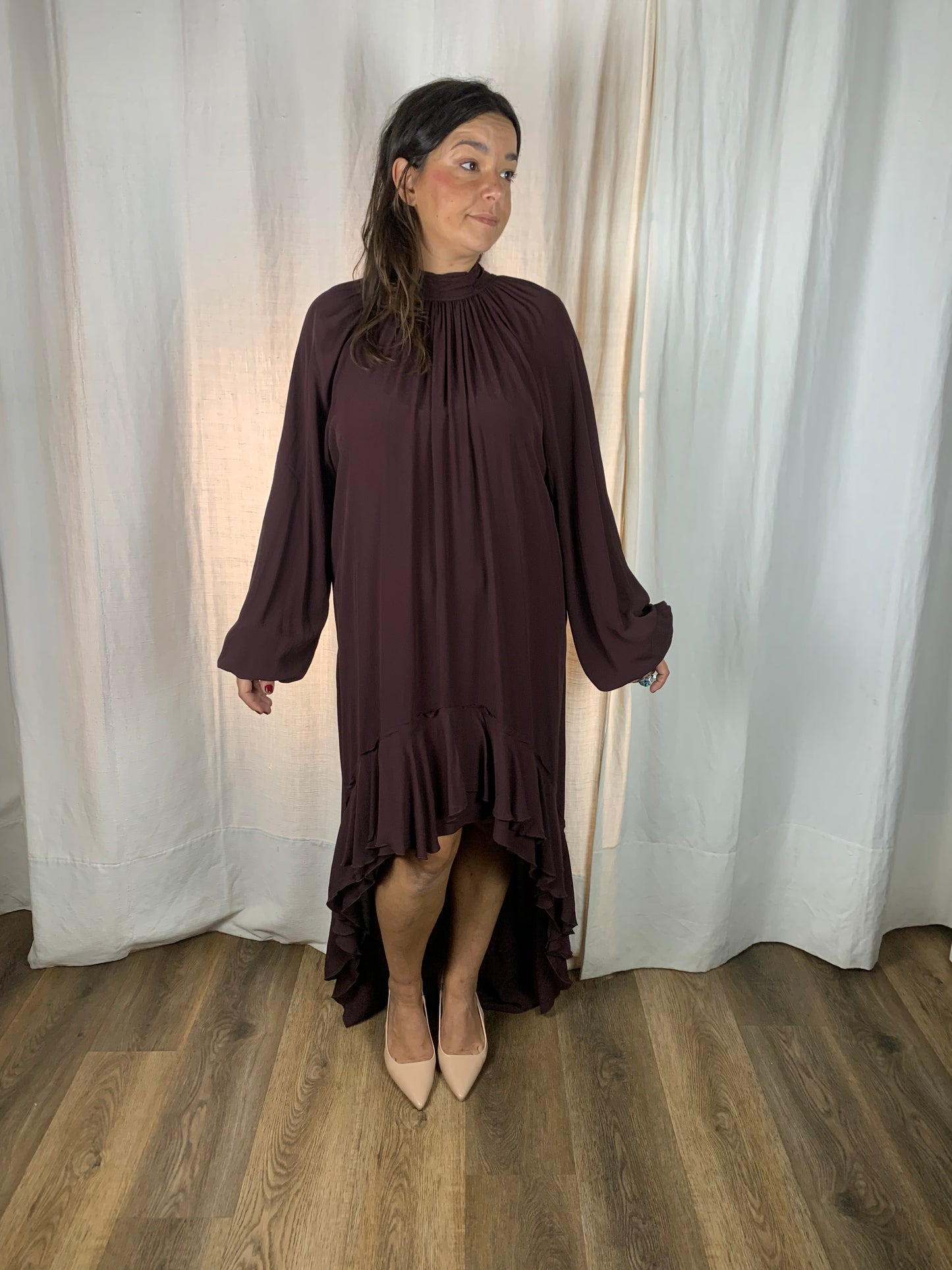 Abito voile bordeux lungo