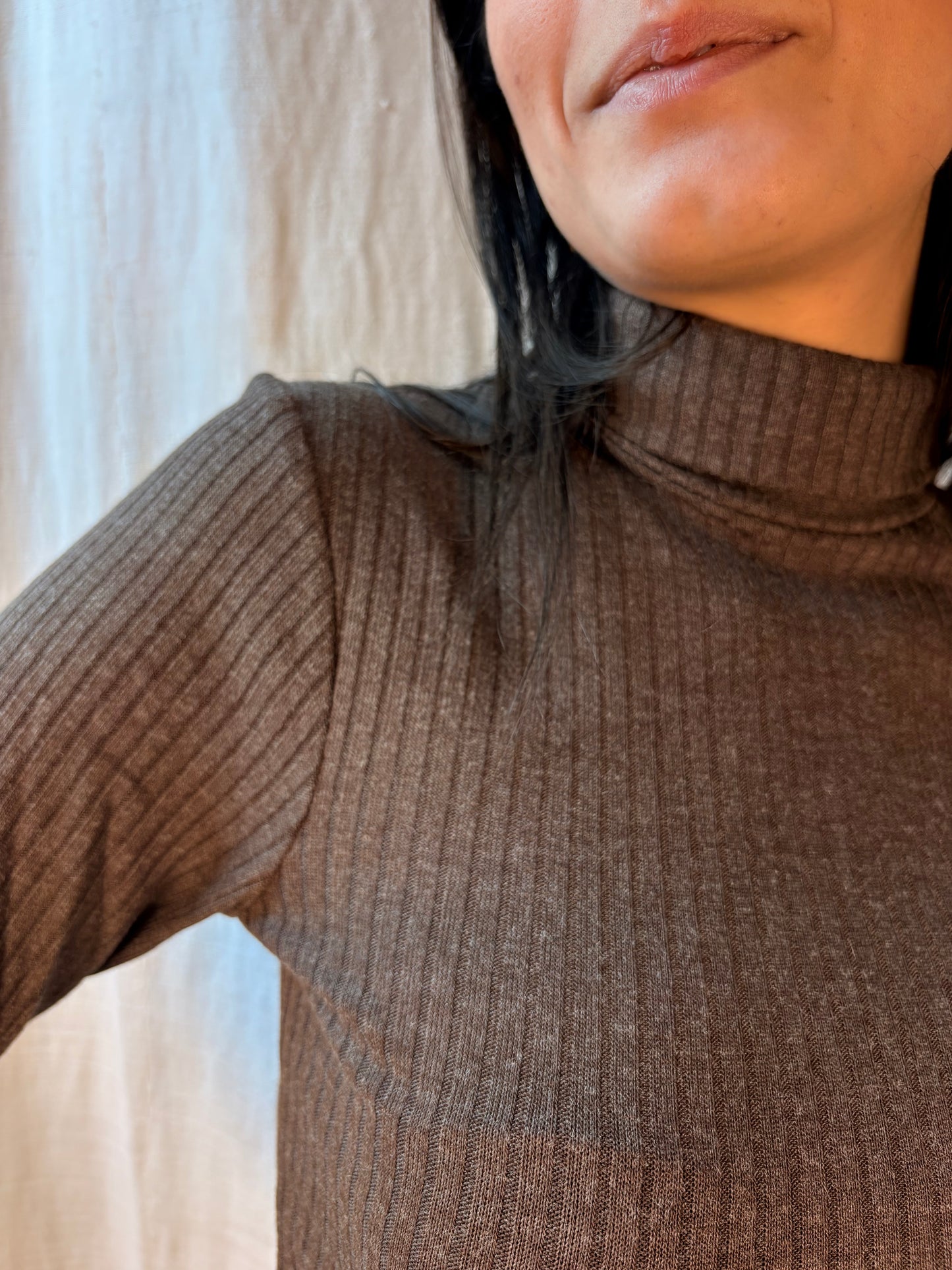 collo alto costine marrone