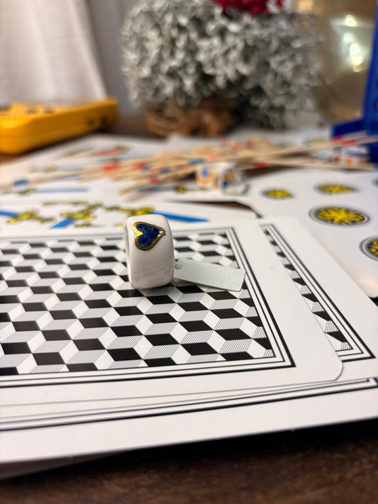 Anello cuori rosso e blu