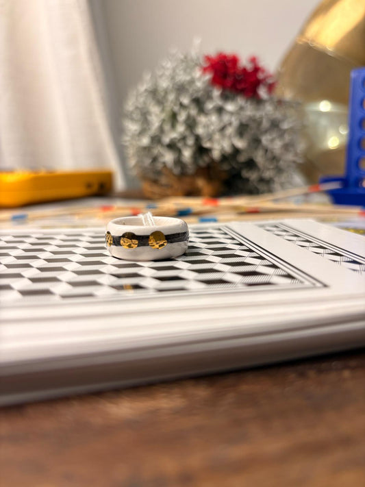 Anello riga oro e nero