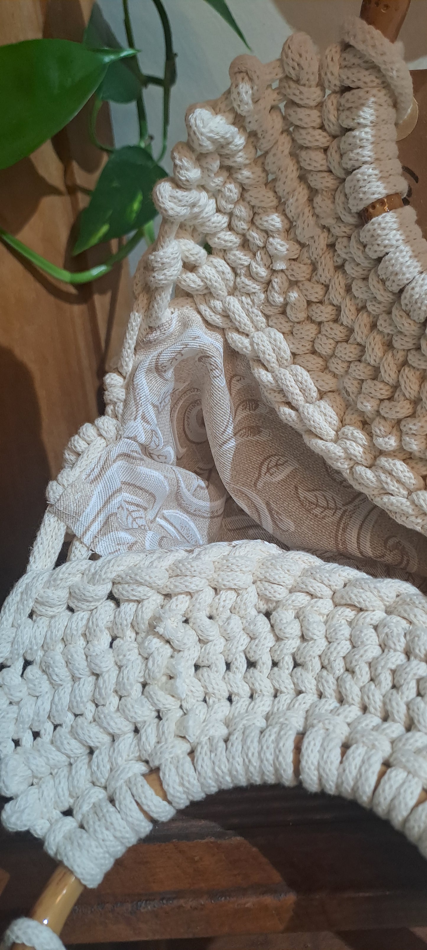 Borsa in macramè anello legno