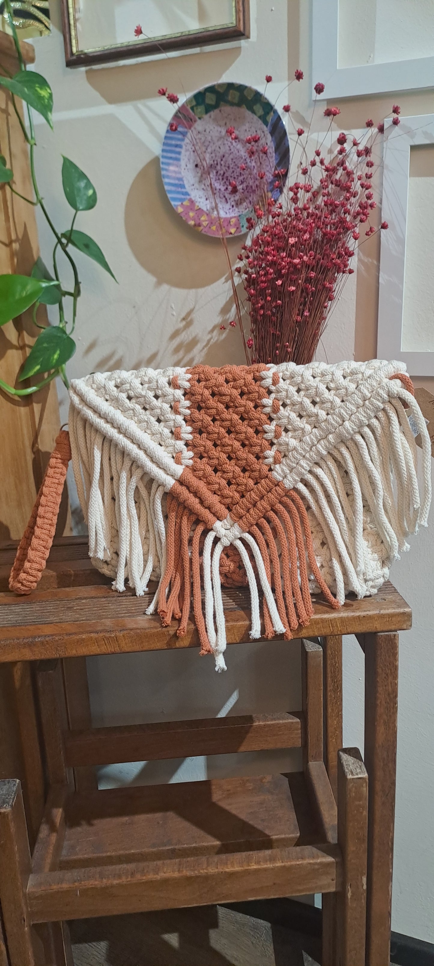 Pochette bustina macramè bicolor
