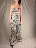 Robe en satin de viscose imprimé