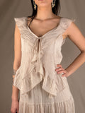 Top rouches rosa antico