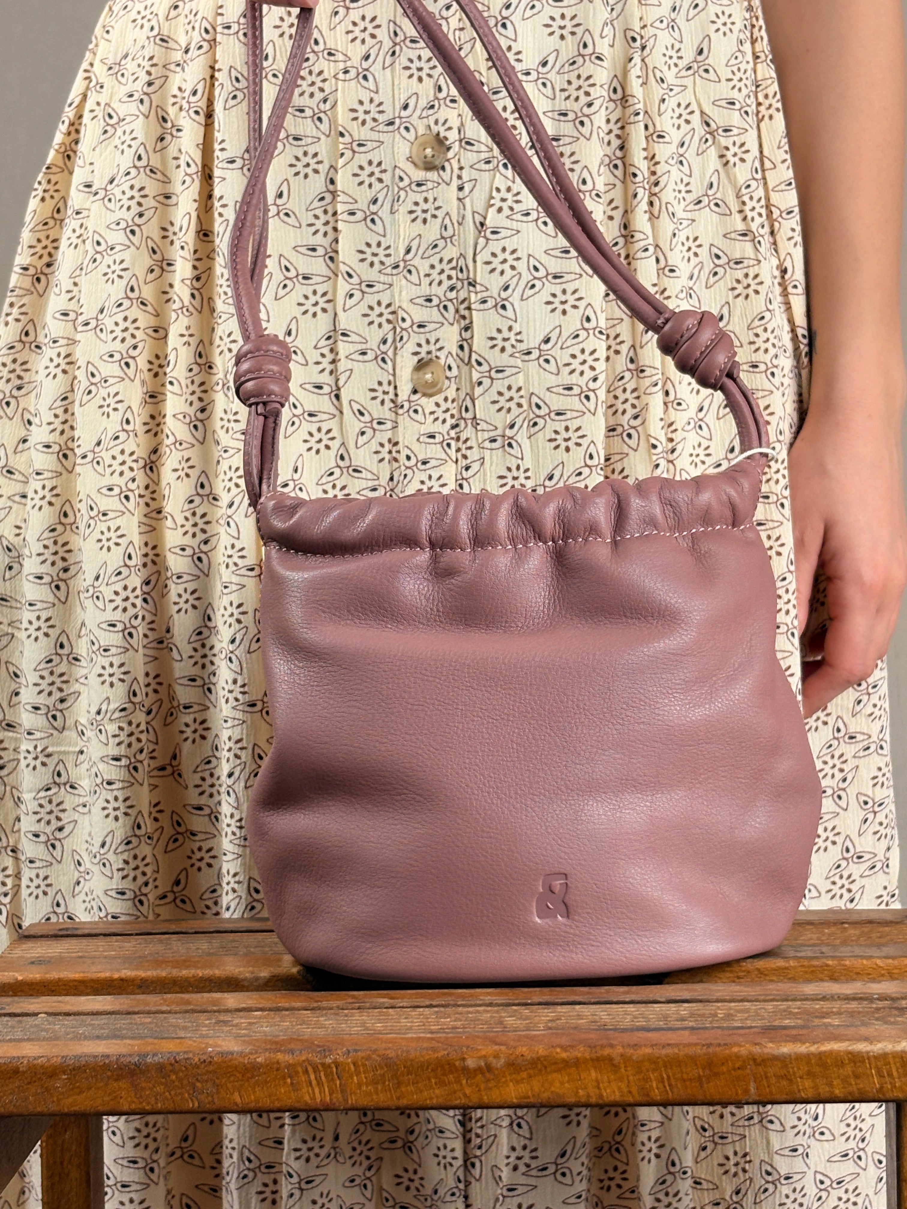 Borsa Sacchetto Vera Pelle Glicine
