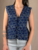 Gilet top fantasia indi fiocchi blu