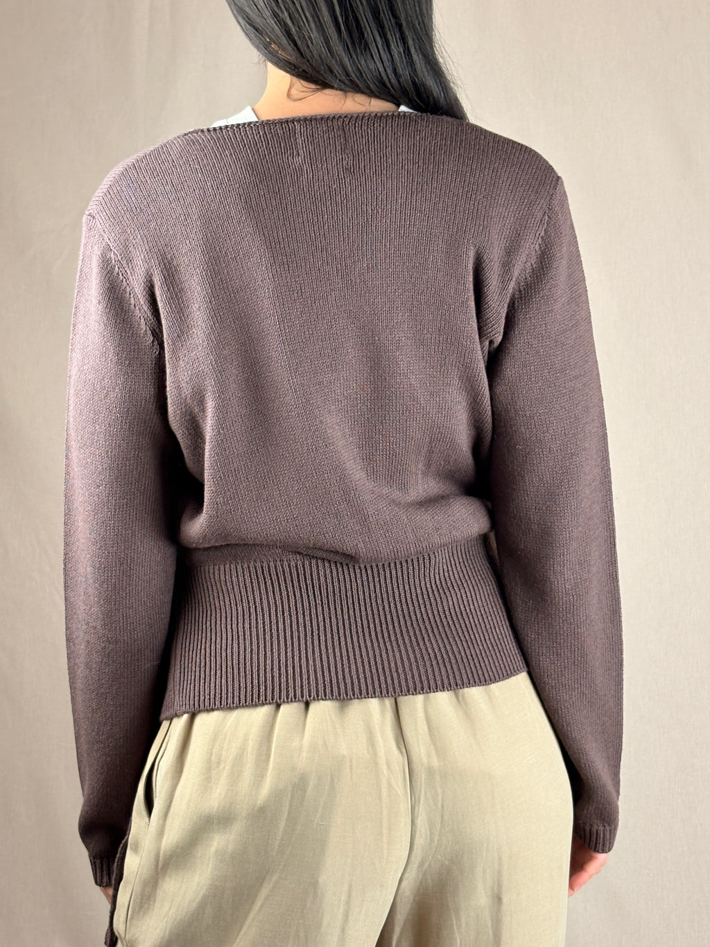 Cardigan a portafoglio cioccolato