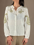 Camicia ricamo verde soffice