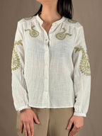 Camicia ricamo verde soffice