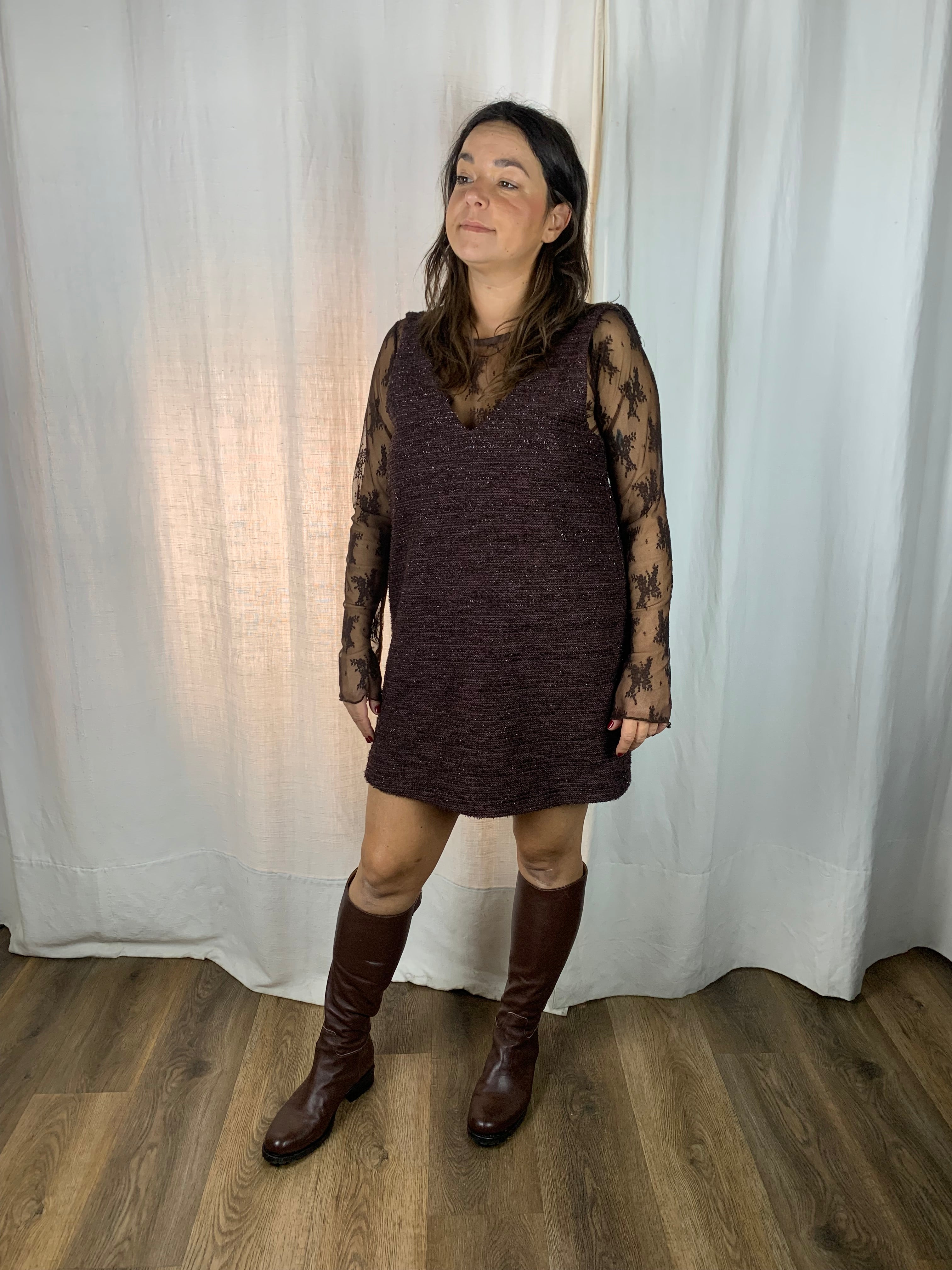 camicetta second skin pizzo cioccolato