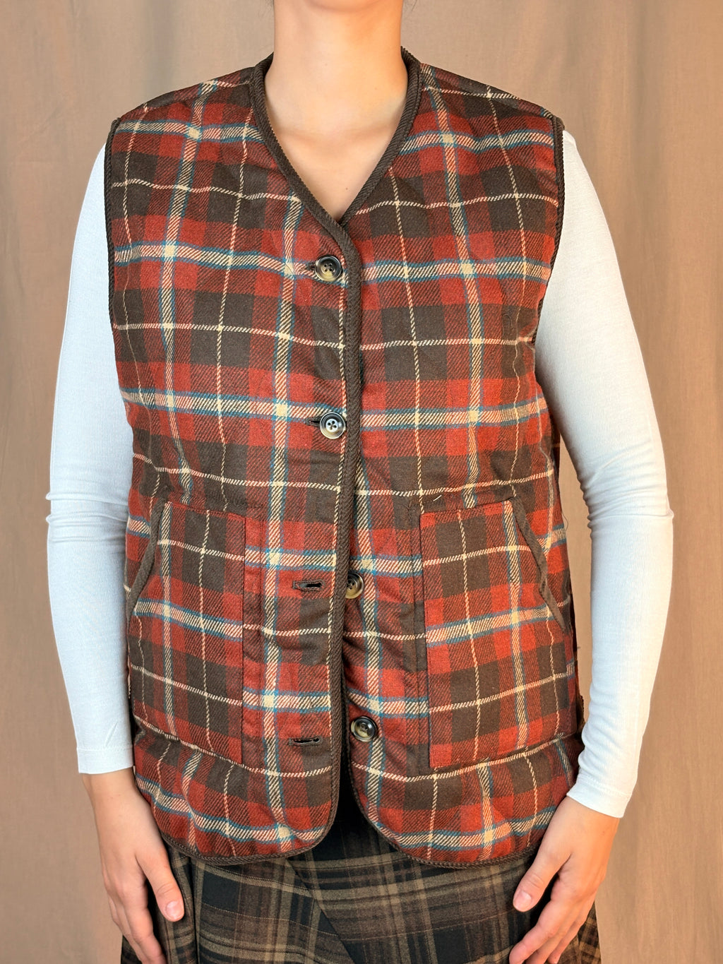 Gilet reversibile tartan Arancio