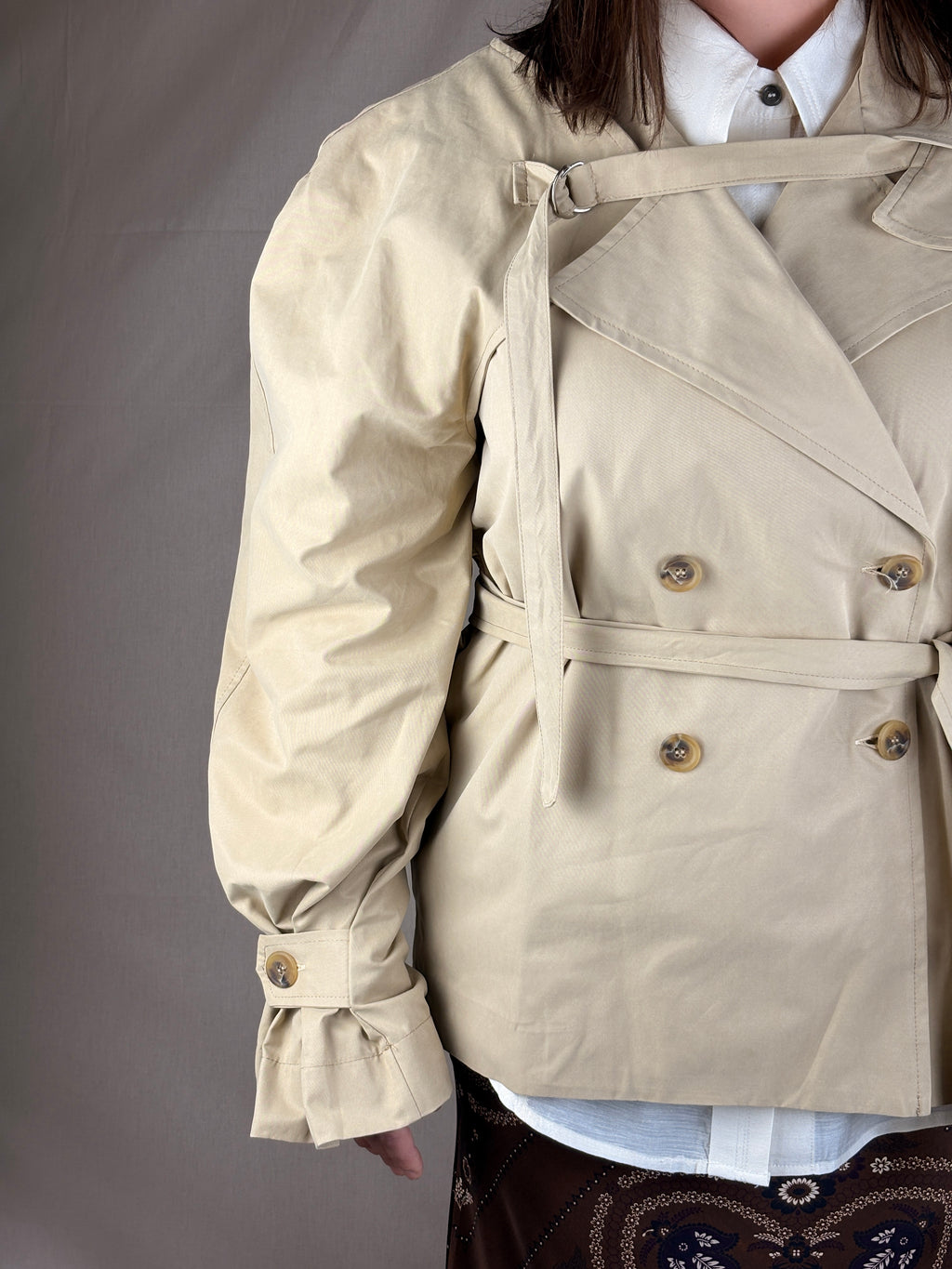 Trench structuré amovible Beige