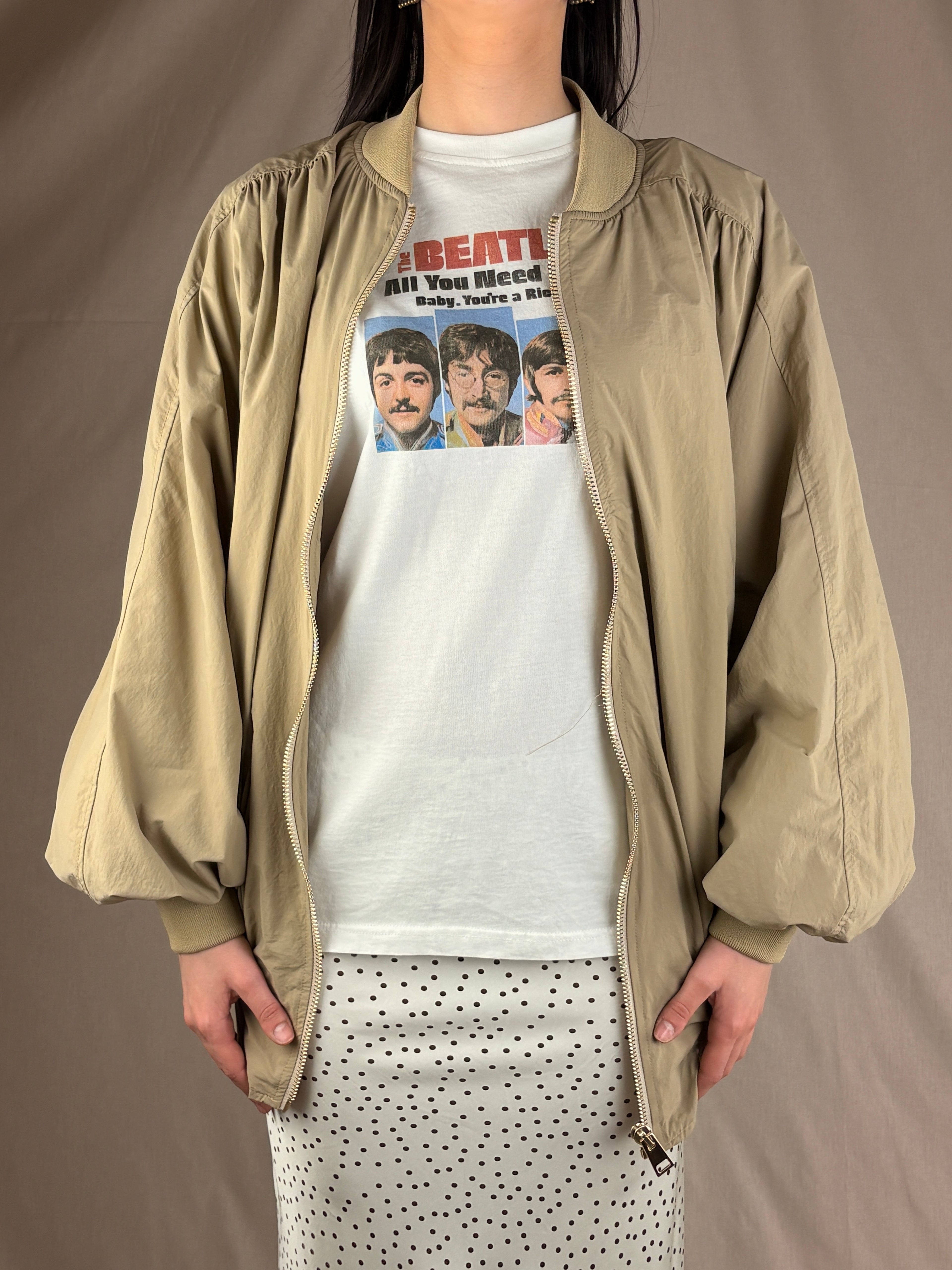 Bomber Oversize Beige — Giacca Casual Streetwear