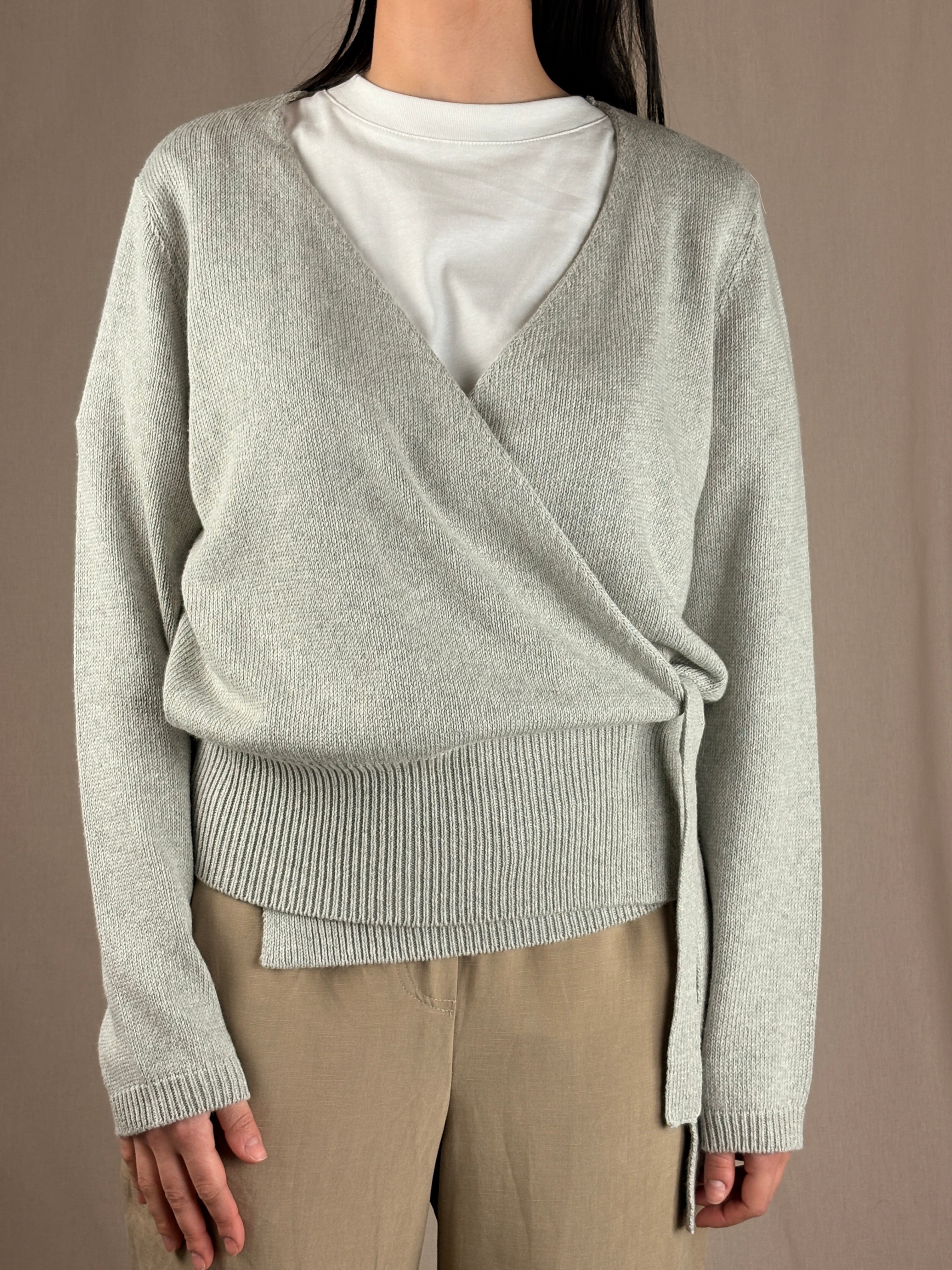 Cardigan a portafoglio grigio