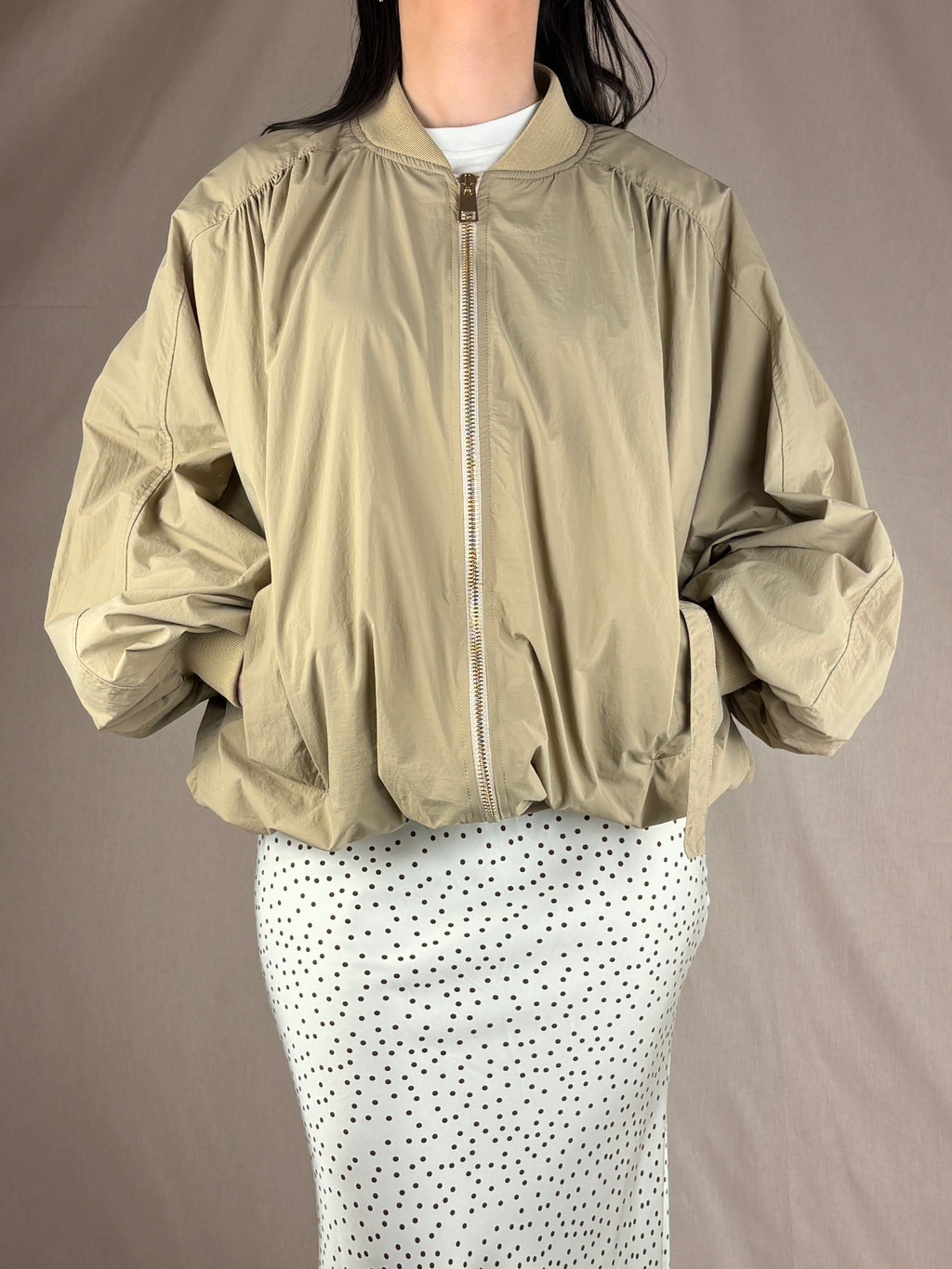 Bomber Oversize Beige — Giacca Casual Streetwear