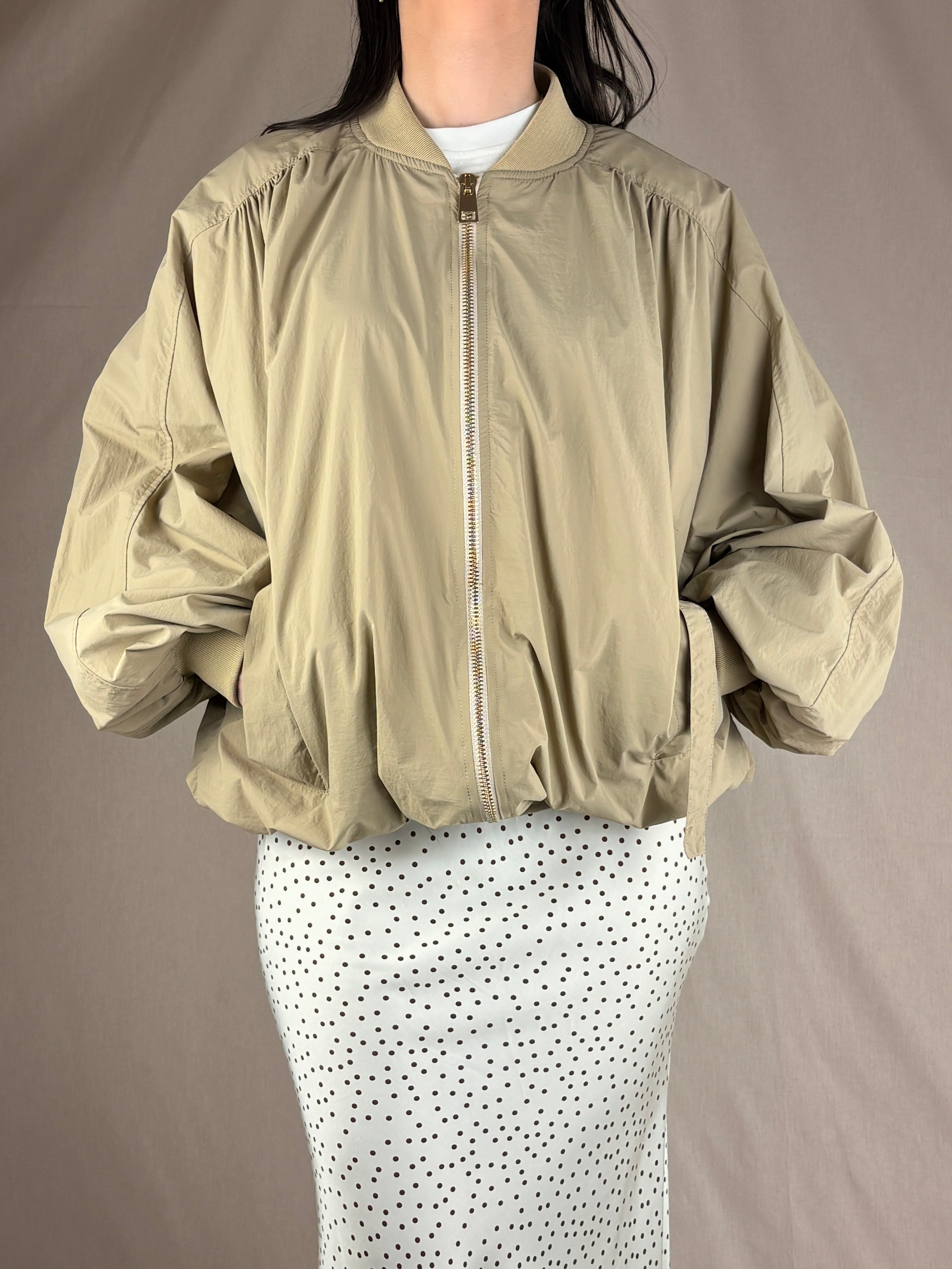 Bomber Oversize Beige — Giacca Casual Streetwear