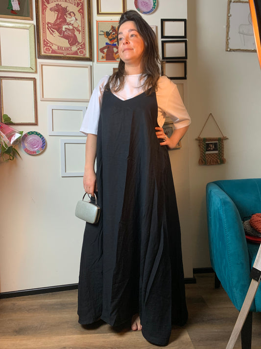 Abito slip dress ampio nero