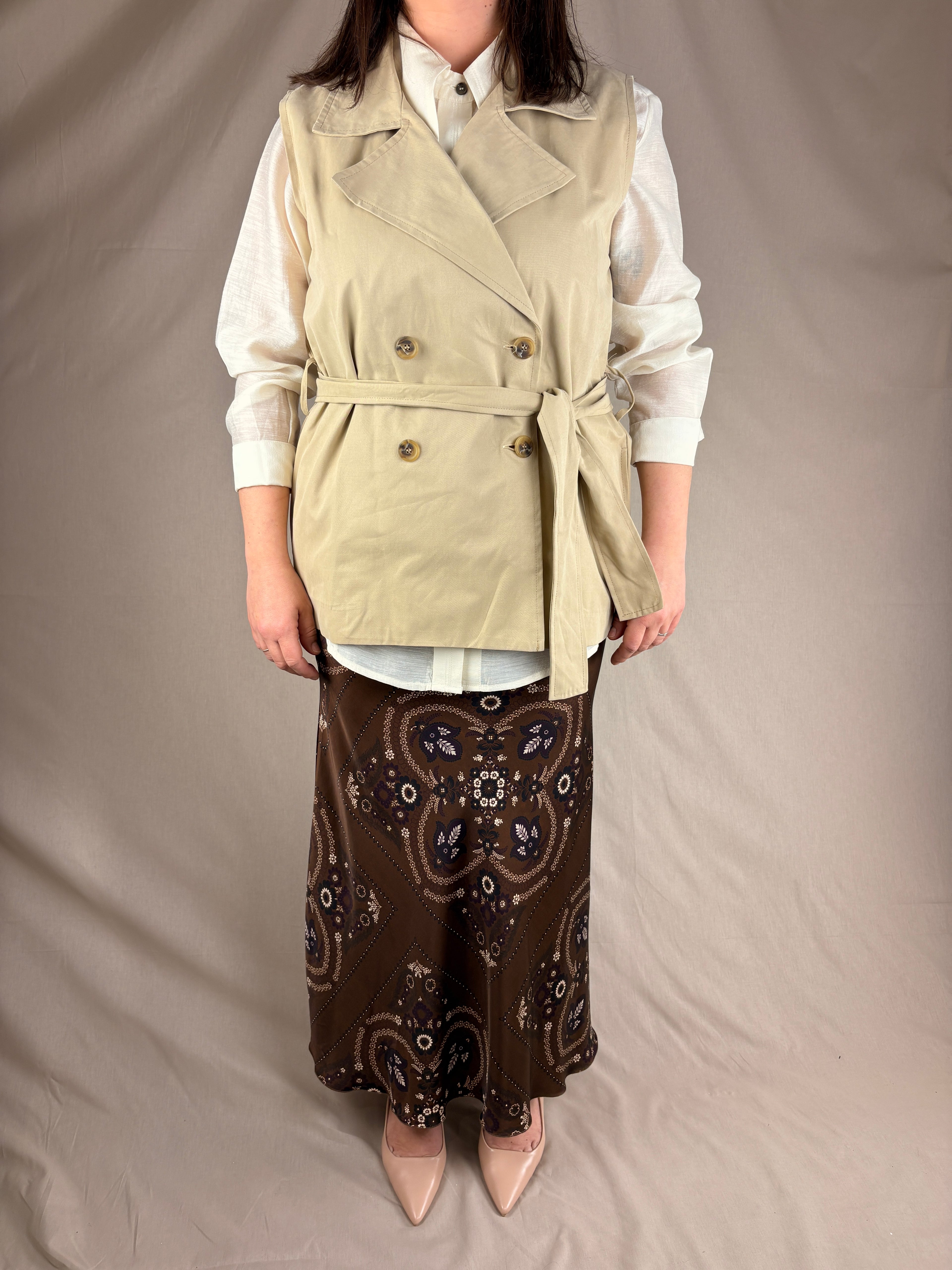 Trench structuré amovible Beige