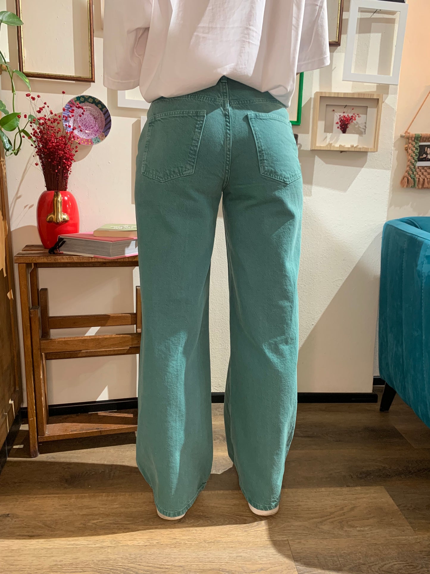 Jeans color smeraldo