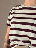 T-shirt righe bordeaux e avorio