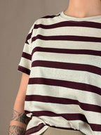 T-shirt righe bordeaux e avorio