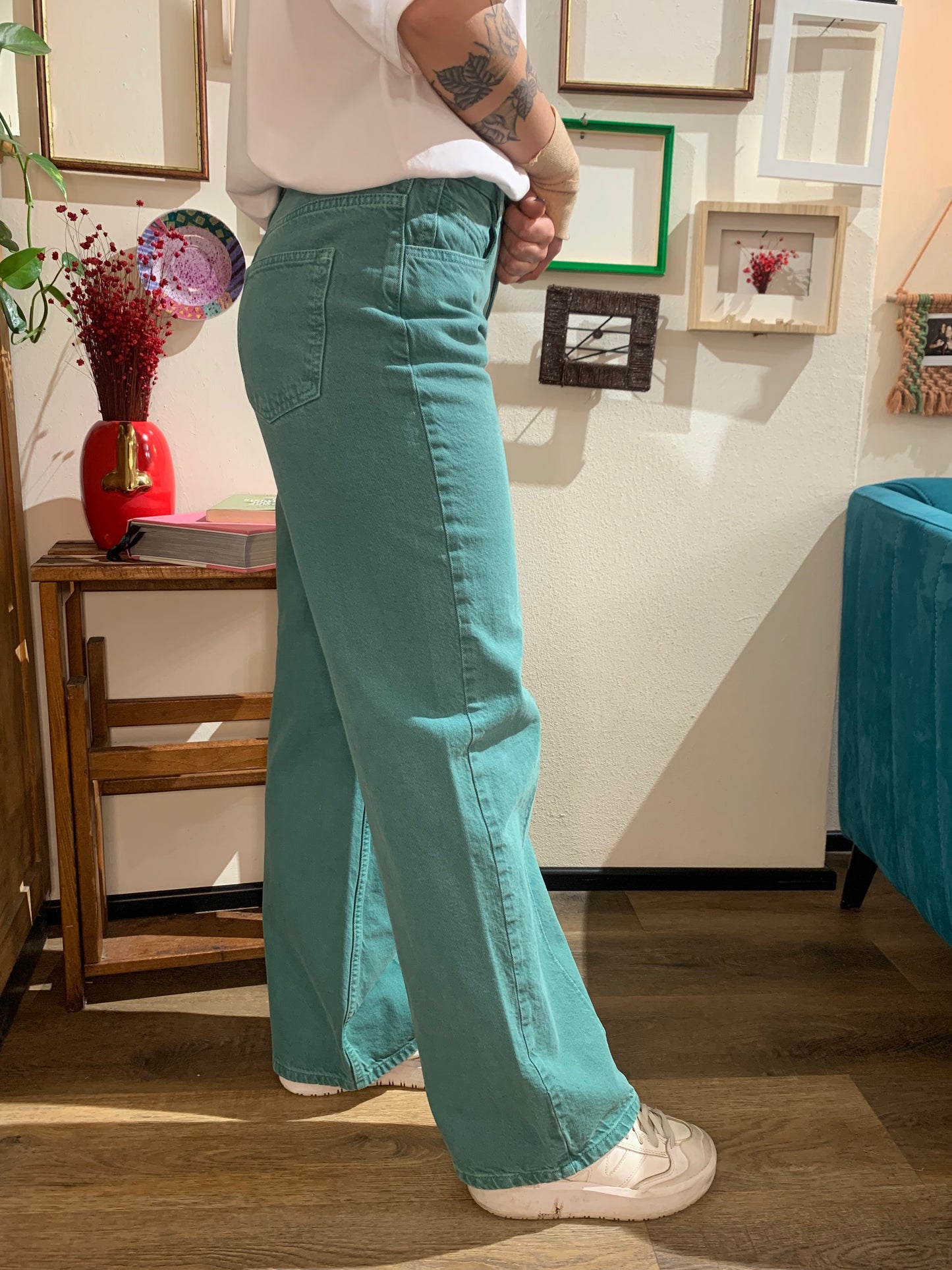 Jeans color smeraldo