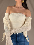 Top en dentelle sous veste beurre