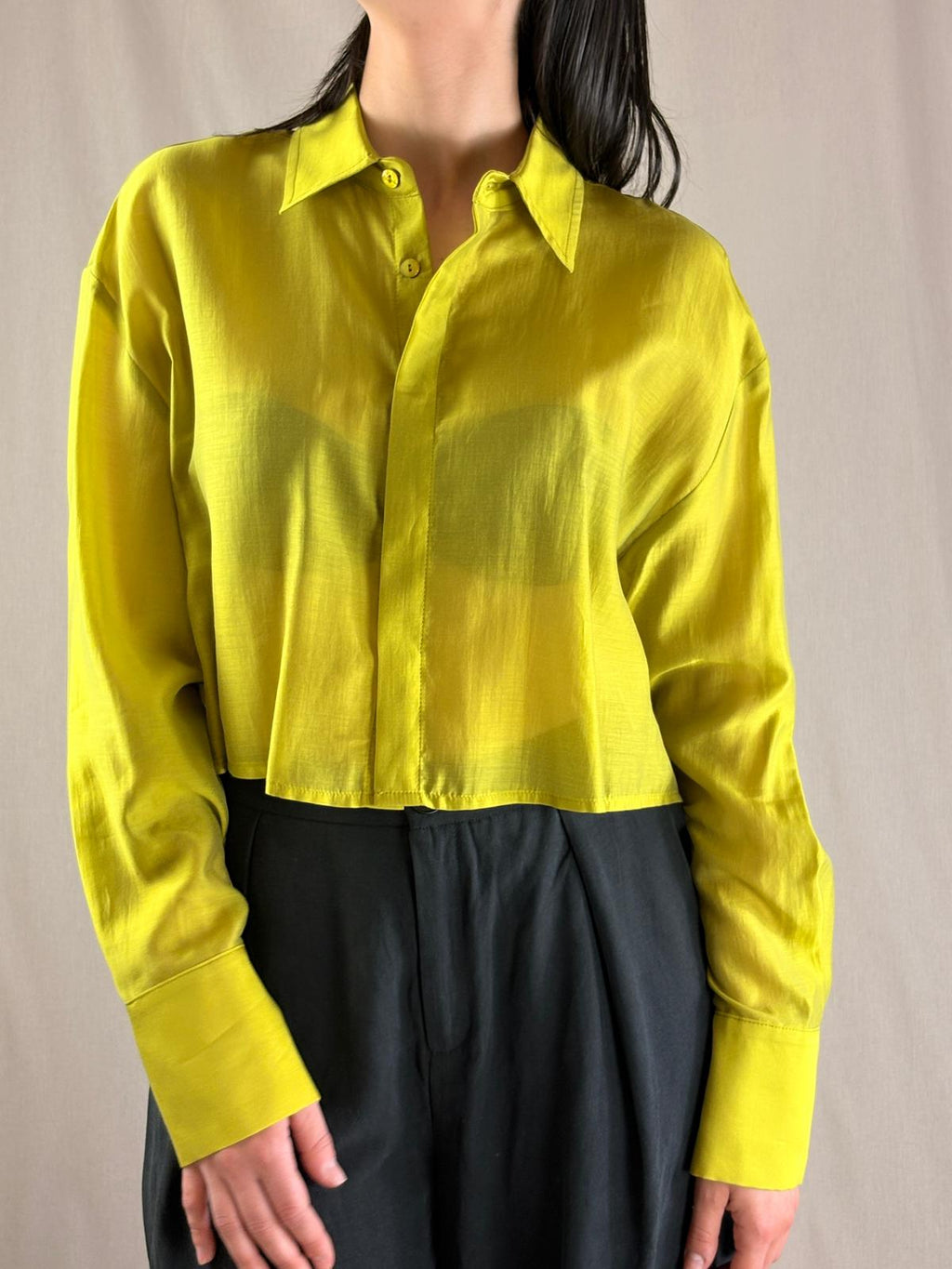 Camicia Preziosa Crop Lime