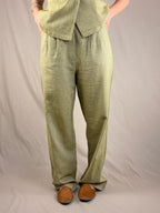 Pantalone gessato salvia