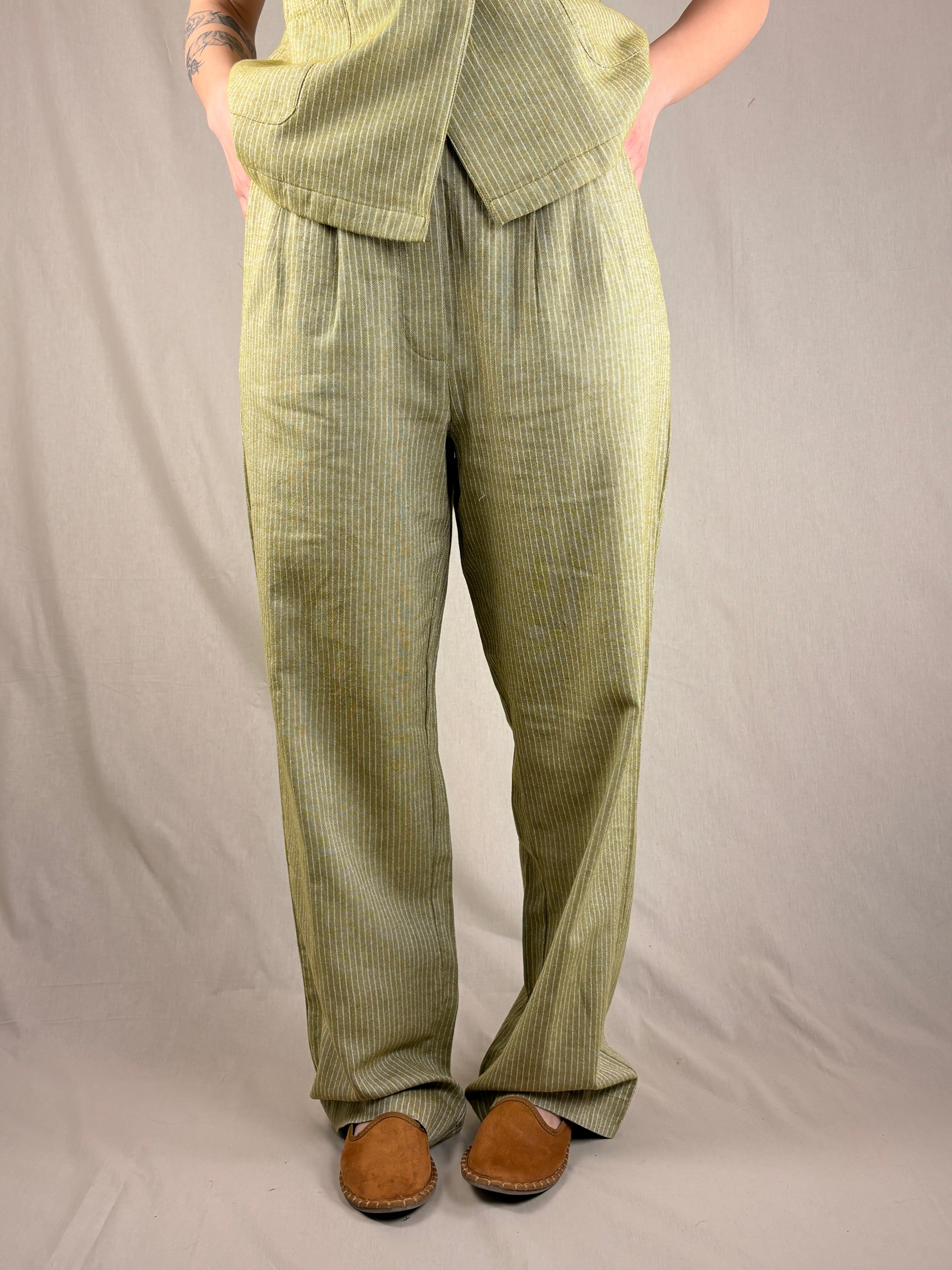 Pantalone gessato salvia