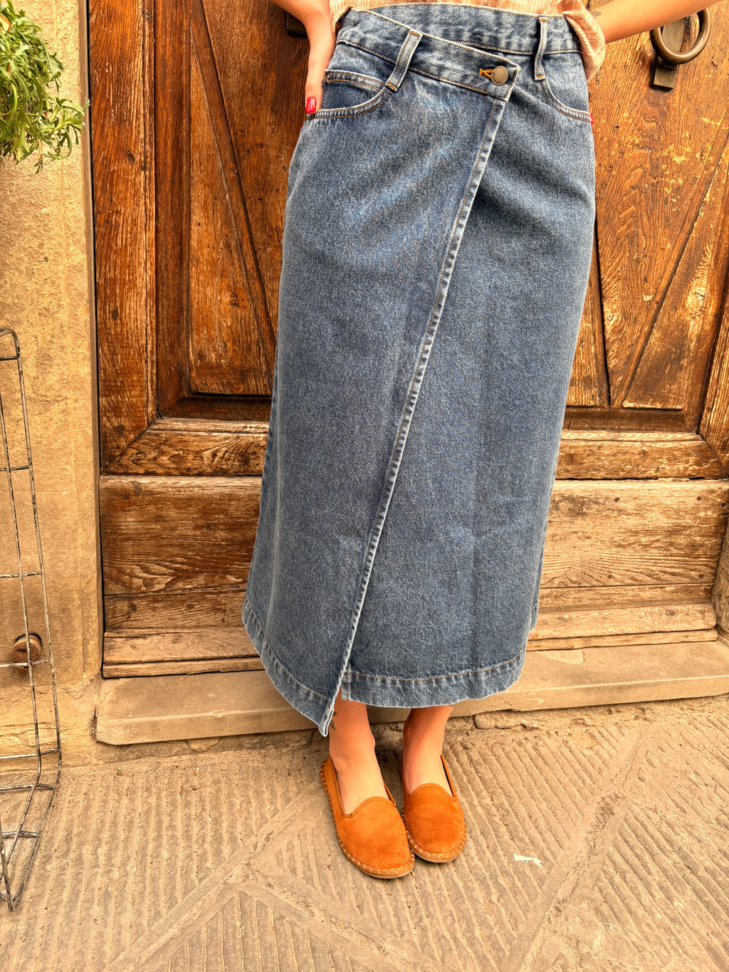 Jupe portefeuille en jean