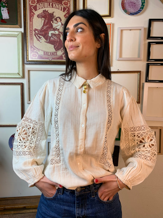 Camicia avorio trine
