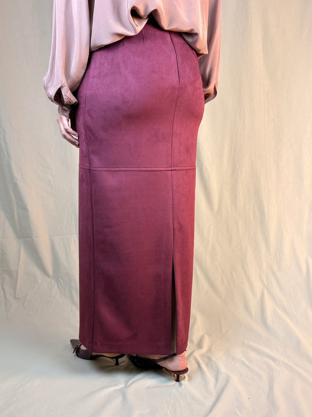 Gonna Pencil suede Bordeux