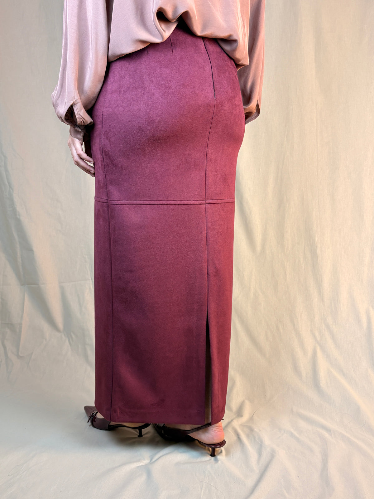Gonna Pencil suede Bordeux