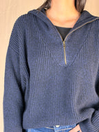 Maglia zip blu navy