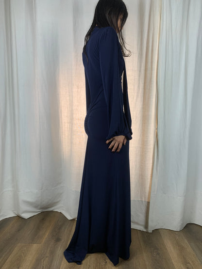 Abito a sirena blu navy