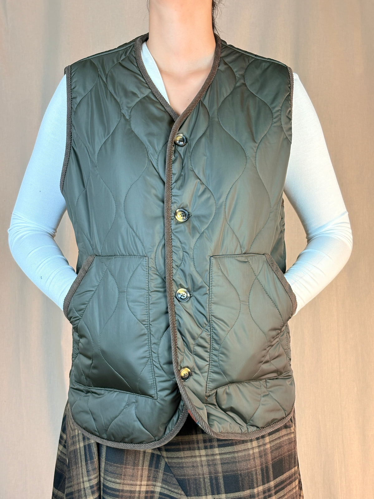 Gilet reversibile tartan Arancio