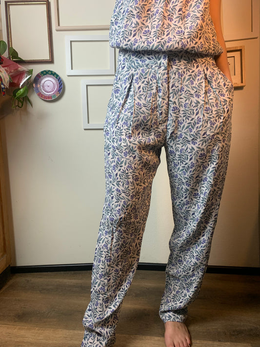 Pantaloni fiori blu