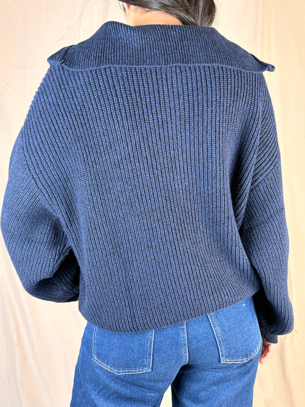 Maglia zip blu navy