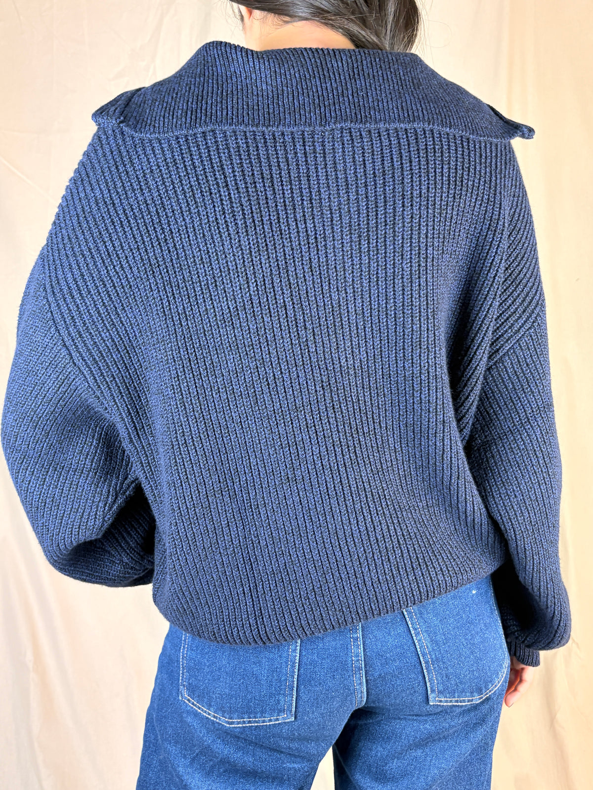 Maglia zip blu navy