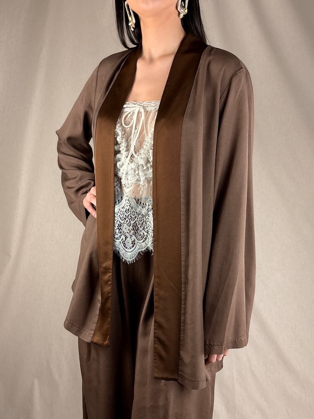 Giacca Kimono completo Cioccolato