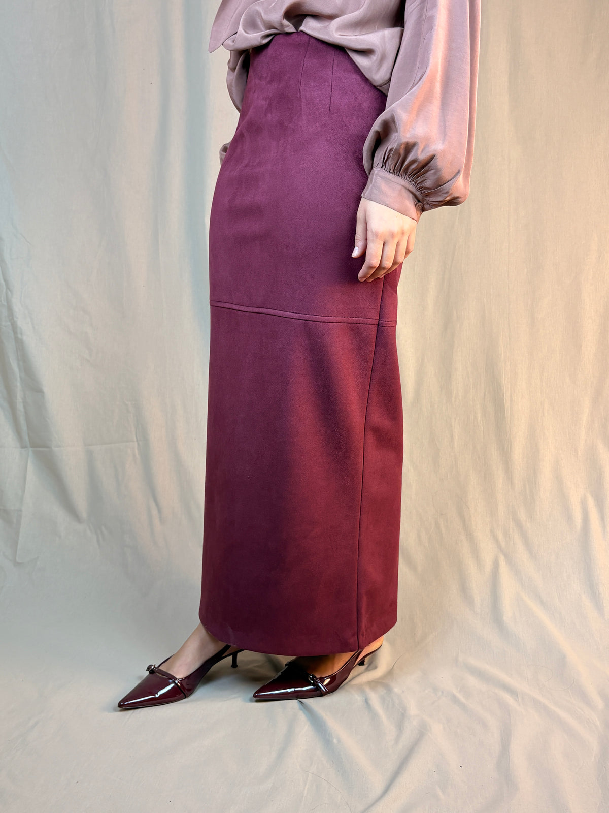 Gonna Pencil suede Bordeux