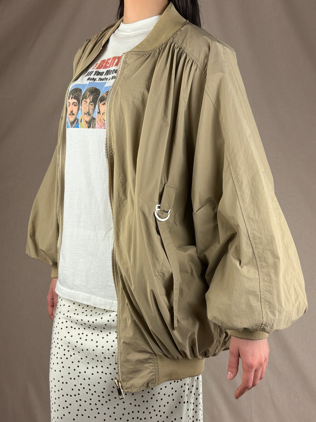 Bomber Oversize Beige — Giacca Casual Streetwear