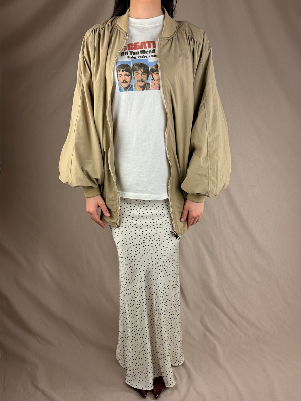 Bomber Oversize Beige — Giacca Casual Streetwear