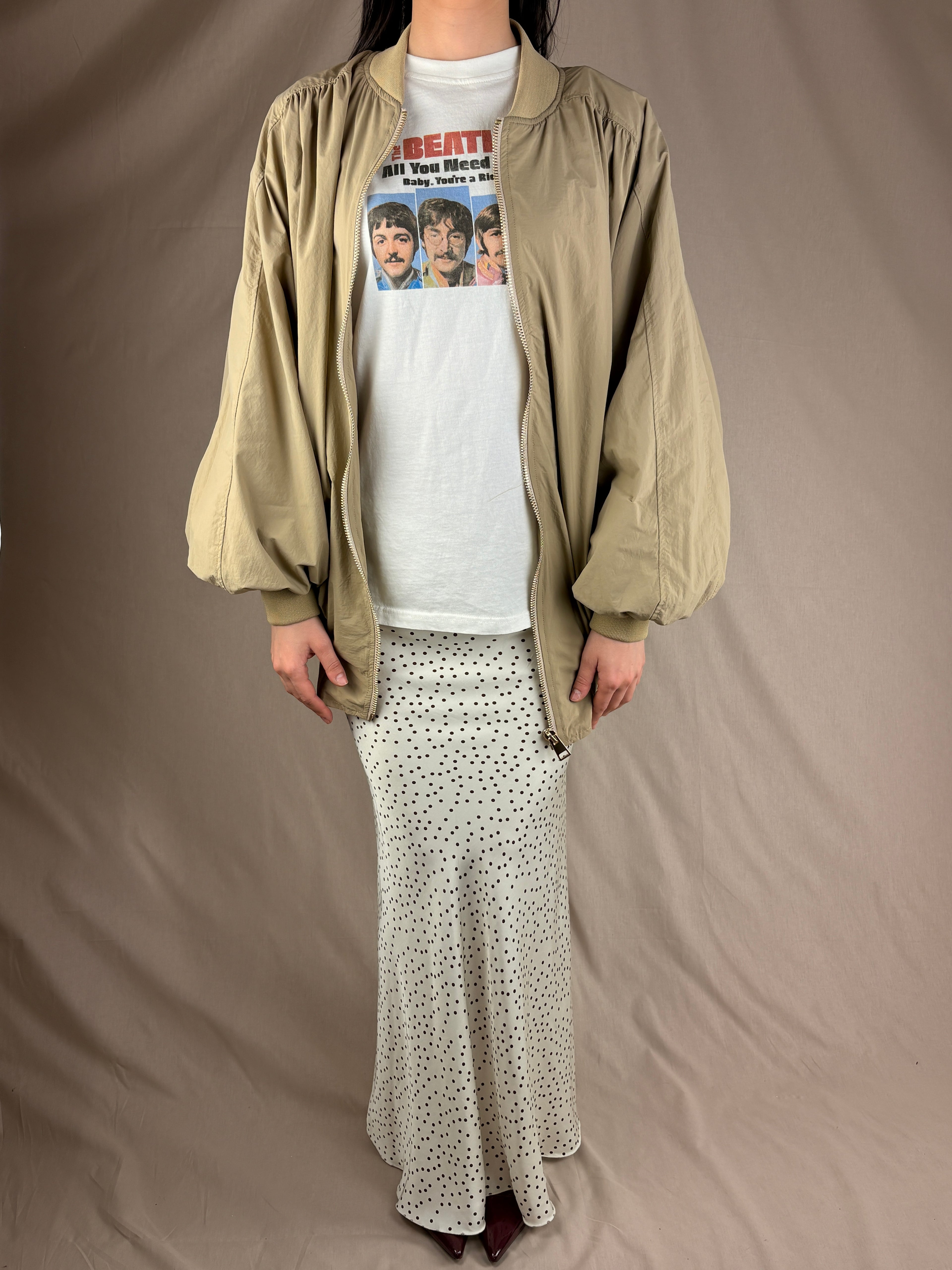 Bomber Oversize Beige — Giacca Casual Streetwear